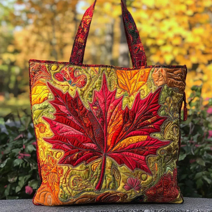 Gequiltete Tasche mit Ahornmotiv im Sonnenuntergang