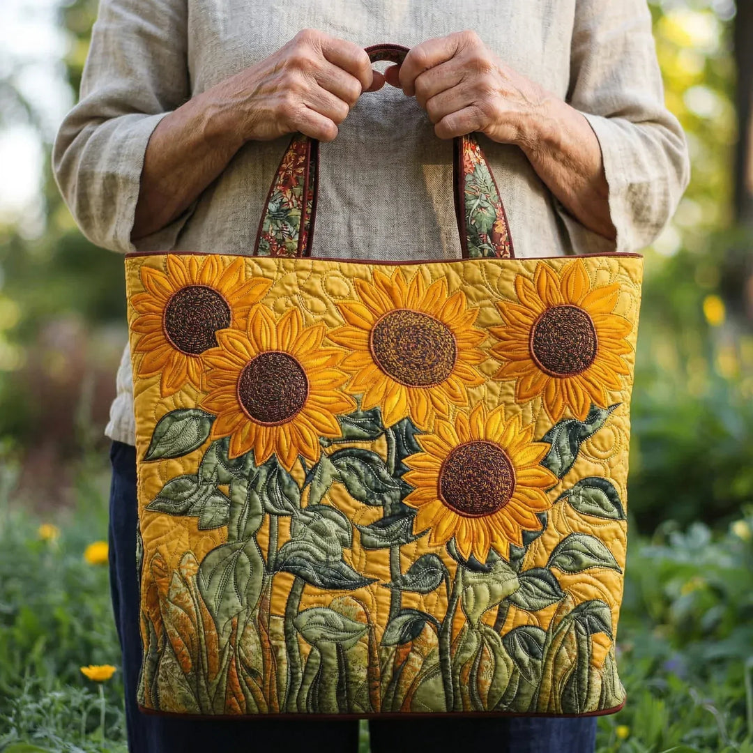 Gequiltete Tragetasche mit Sonnenblumen