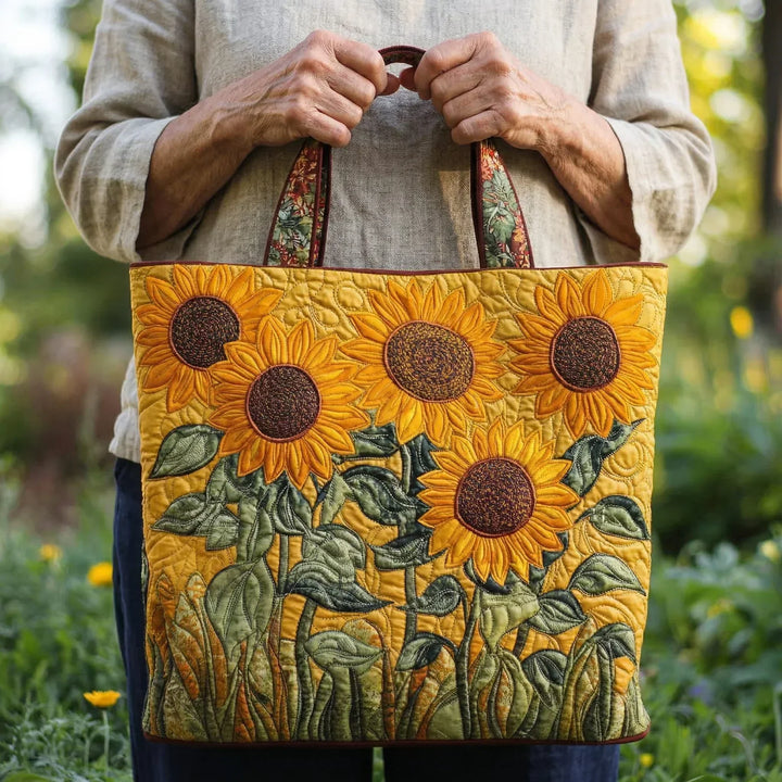 Gequiltete Tragetasche mit Sonnenblumen