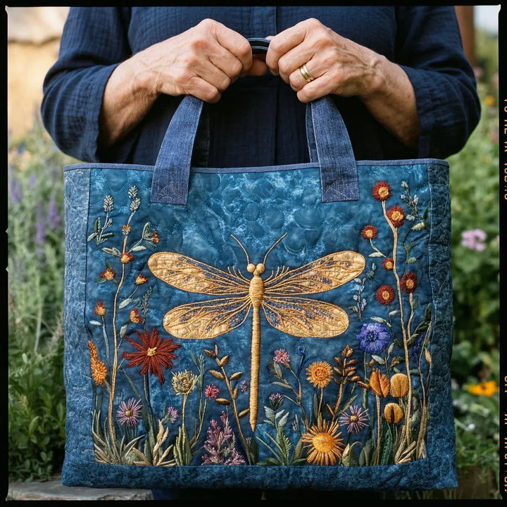 Gequiltete Tragetasche mit Libellenmotiv