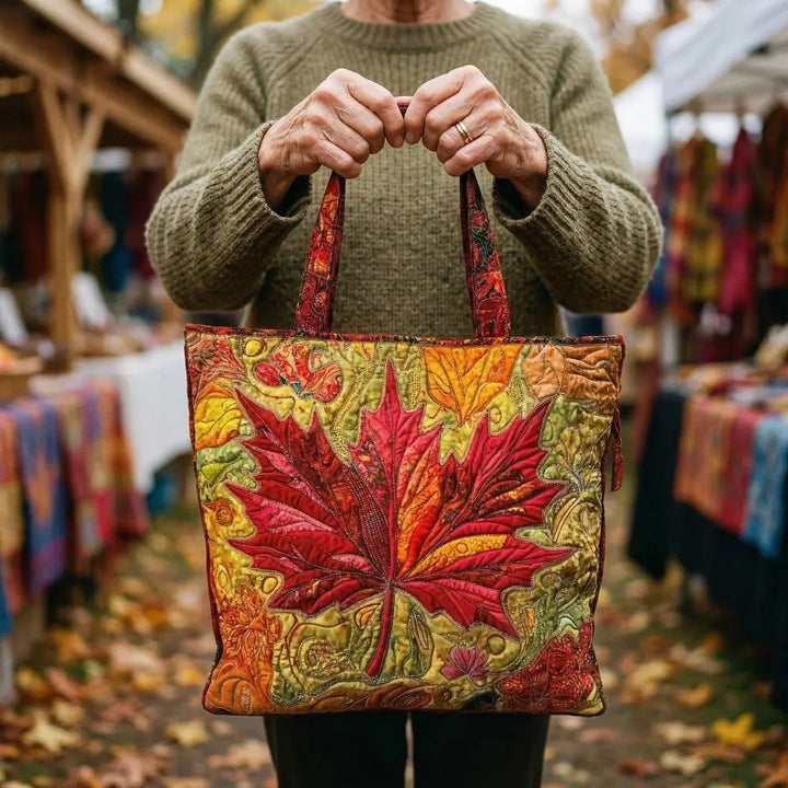 Gequiltete Tasche mit Ahornmotiv im Sonnenuntergang