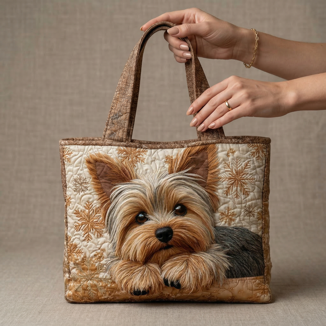 Gequiltete Tragetasche mit Yorkshire-Terrier-Motiv